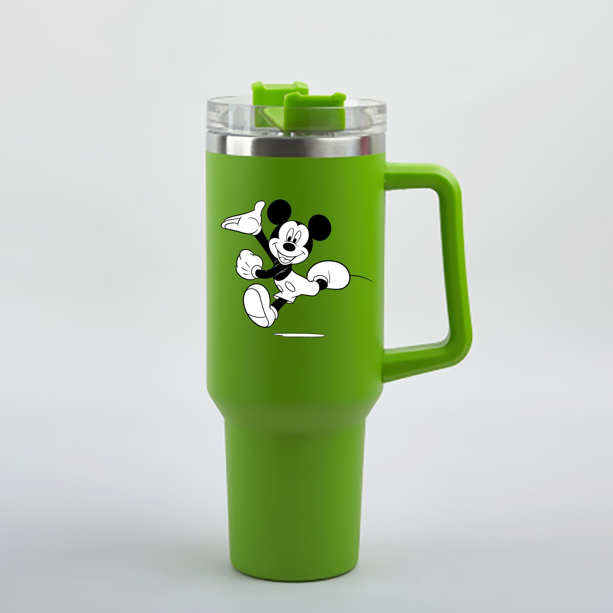 （画像用） ミッキーマウス Mickey Mouse 1200mL車用タンブラー - クリスタルステッカー（プラスチックストロー付き）